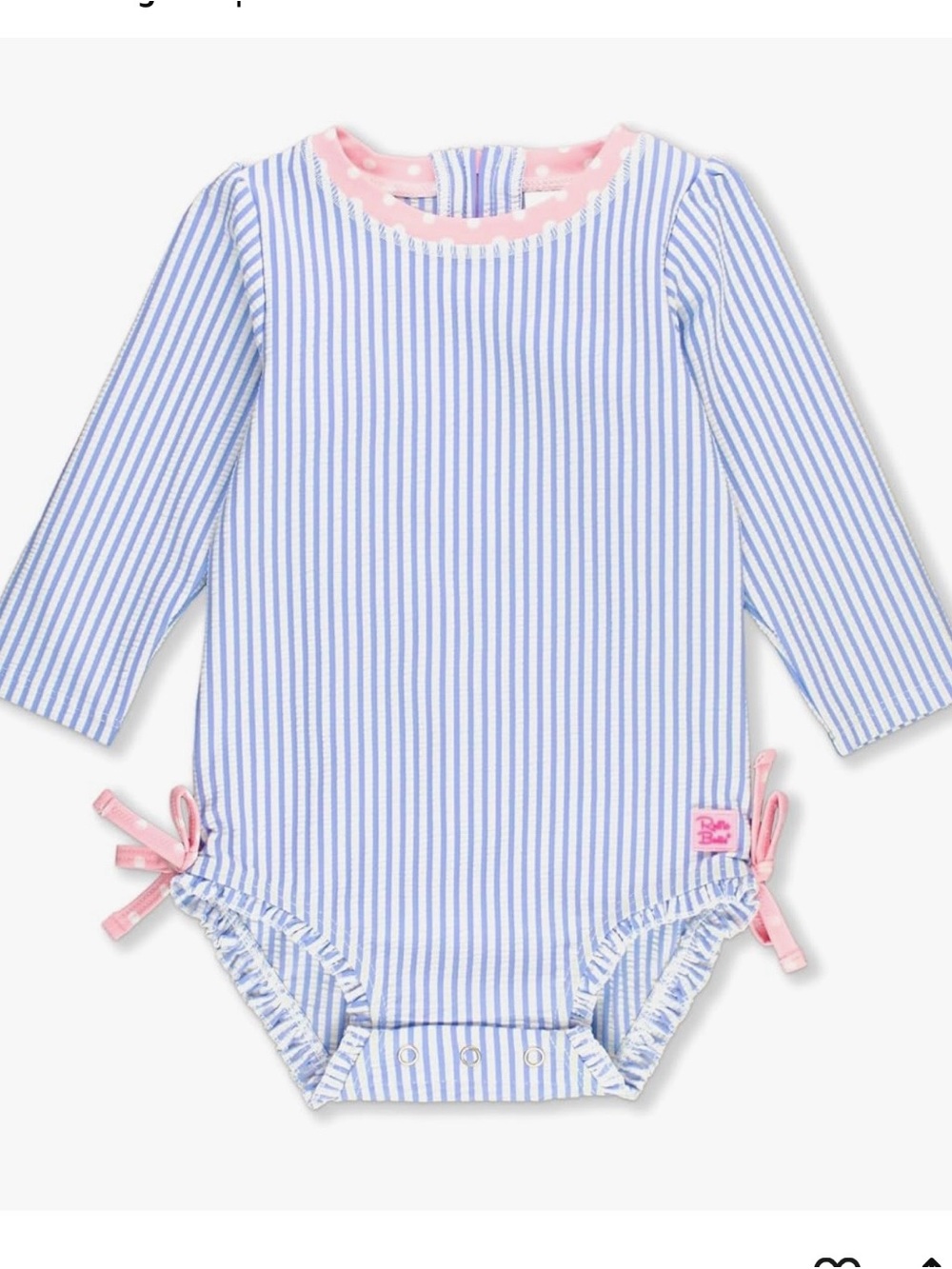 Ruffle Butts Blue and Pink Bodysuit with Ruffled Hem
